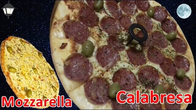 Promo de la noche en pizza Grande Calabresa y Pizza chica de Mozzarella