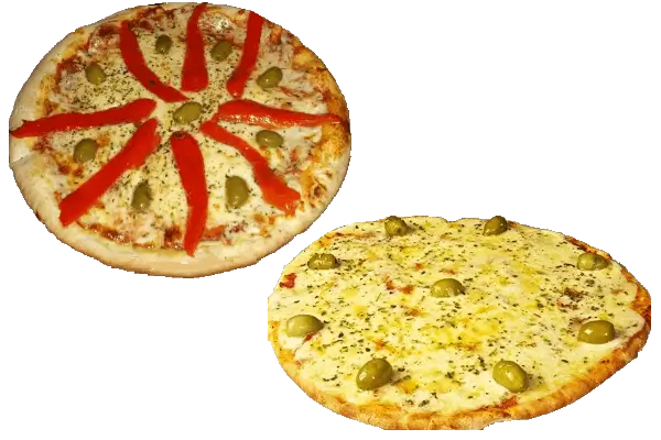 Promoción de pizzas a la piedra con opción de combinar sabores entre 7 variedades artesanales.