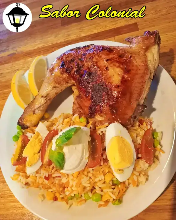 pollo al horno con ensalada de arroz